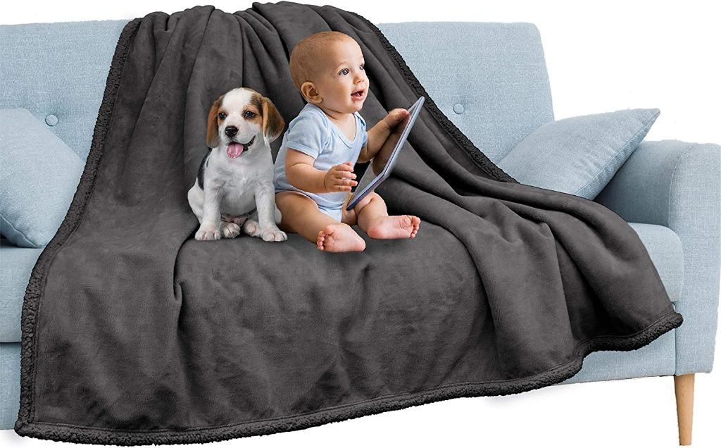 Brand New From Amazon Us Pavilia Large Waterproof Leak Proof Blanket Sherpa Fleece Blanket For Bed Sofa 60 X 80 Inch Furniture Home Decor Others On Carousell