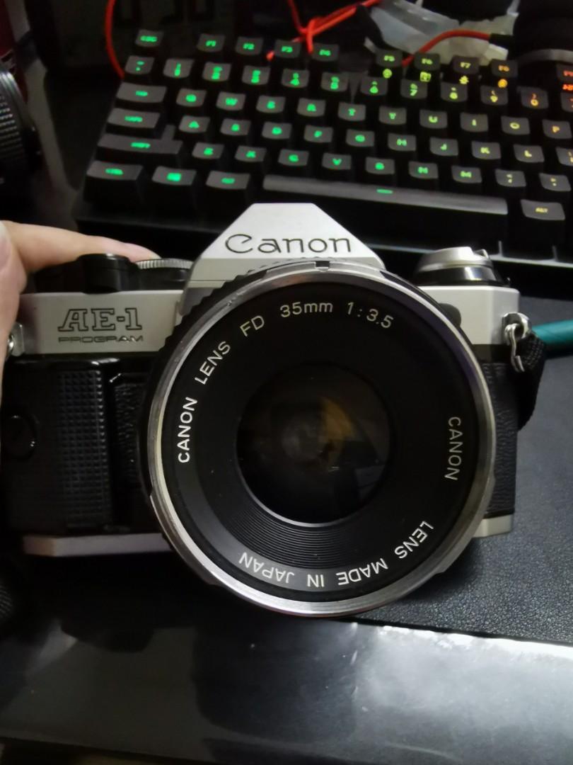 canon film camera canon ae 1 program with canon fd 35mm 28mm camera lens