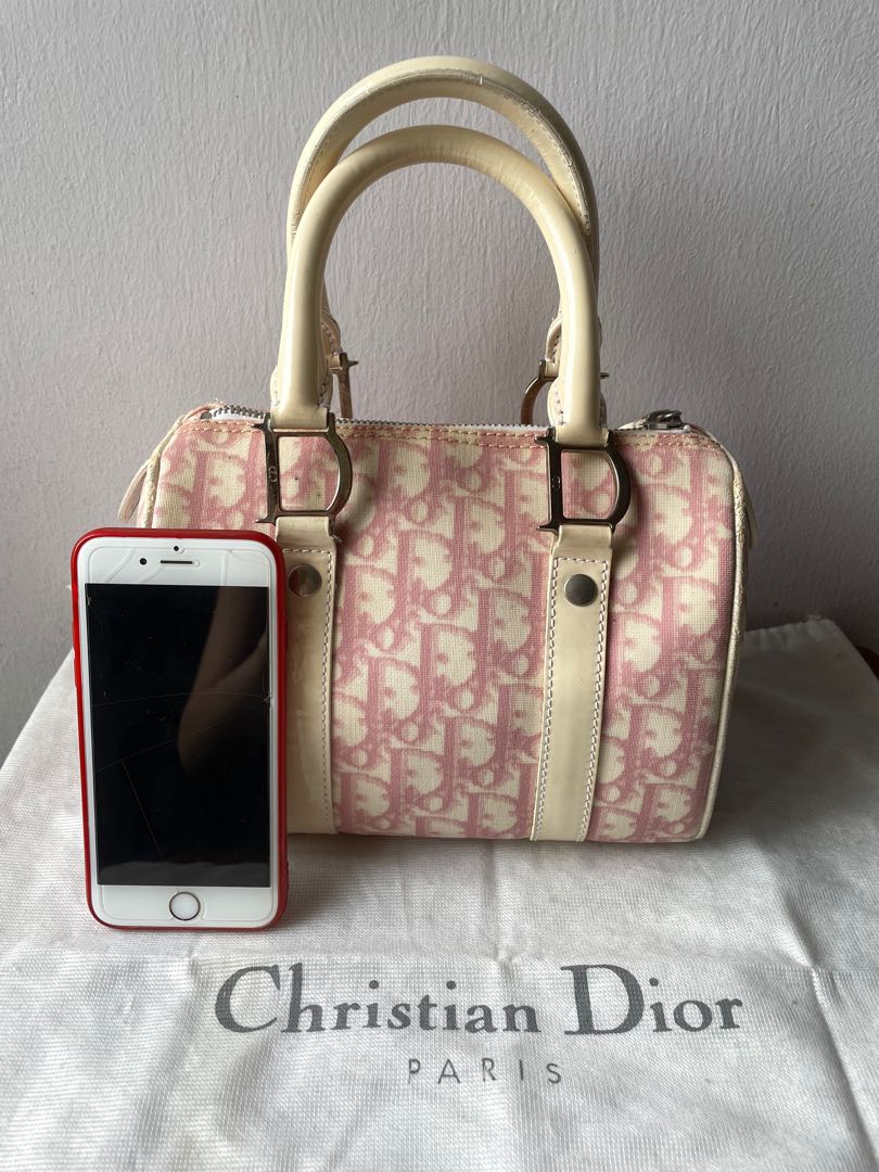 Dior Monogram Mini Boston Bag in Beige  Pink  Nitryl