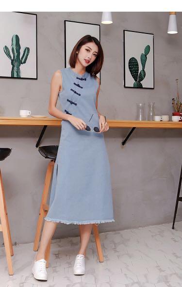 Denim cheongsam best sale