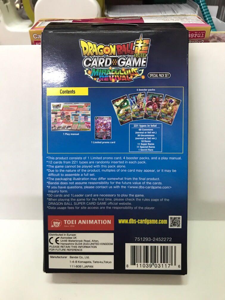 DRAGON BALL SUPER CARD GAME SPECIAL PACK SET MIRACULOUS REVIVAL  DBS-SP05, Hobbies & Toys, Toys & Games on Carousell