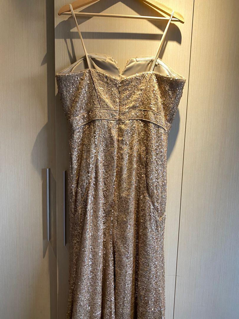 Bariano off shoulder sweetheart sequin maxi dress sales