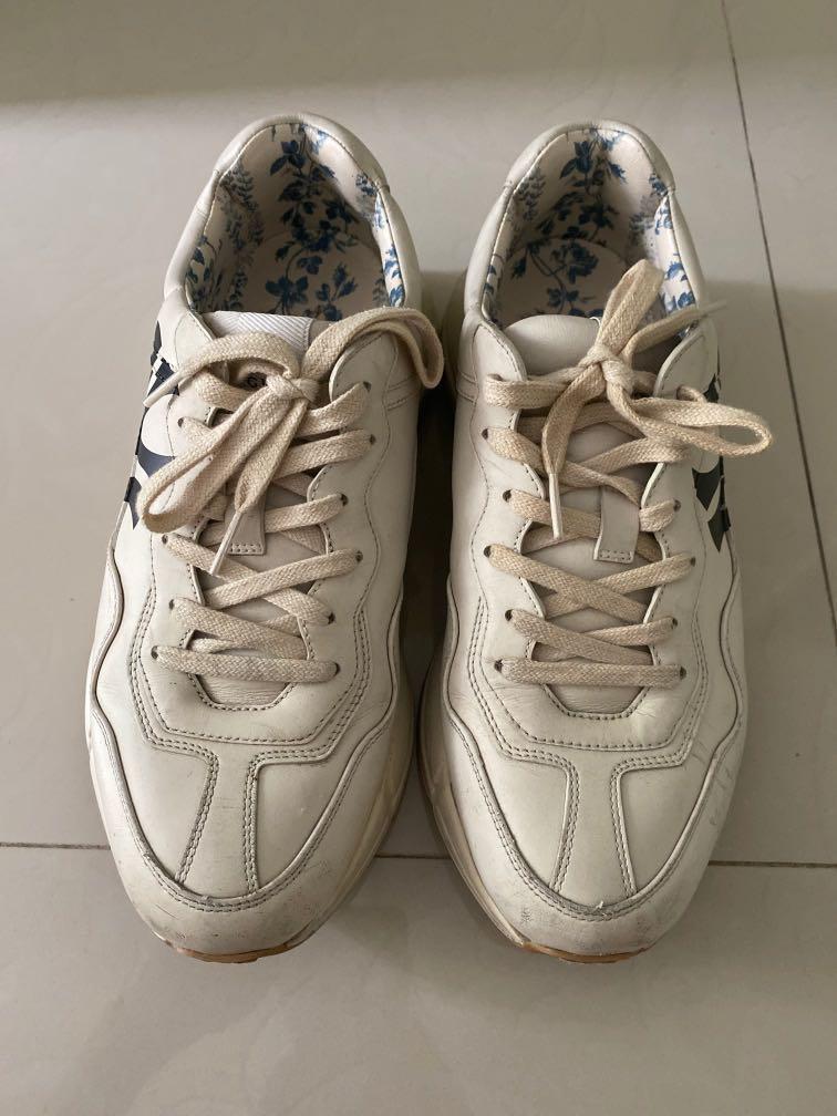 Gucci Cream Leather Rhyton NY Yankees Low Top Sneakers Size 40 Gucci