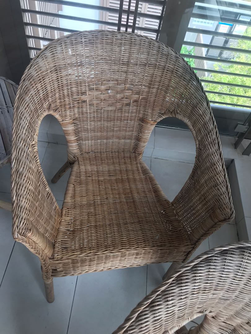 2 IKEA rattan chairs, Furniture & Home Living, Furniture, Chairs on