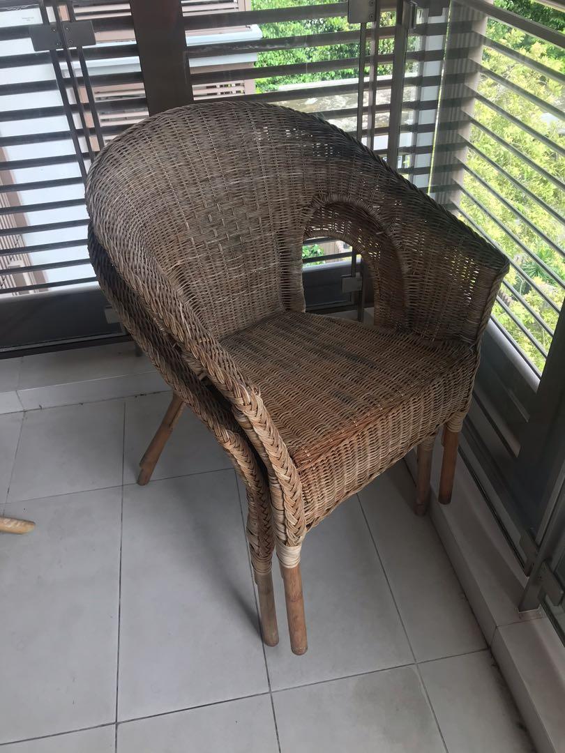 2 IKEA rattan chairs, Furniture & Home Living, Furniture, Chairs on
