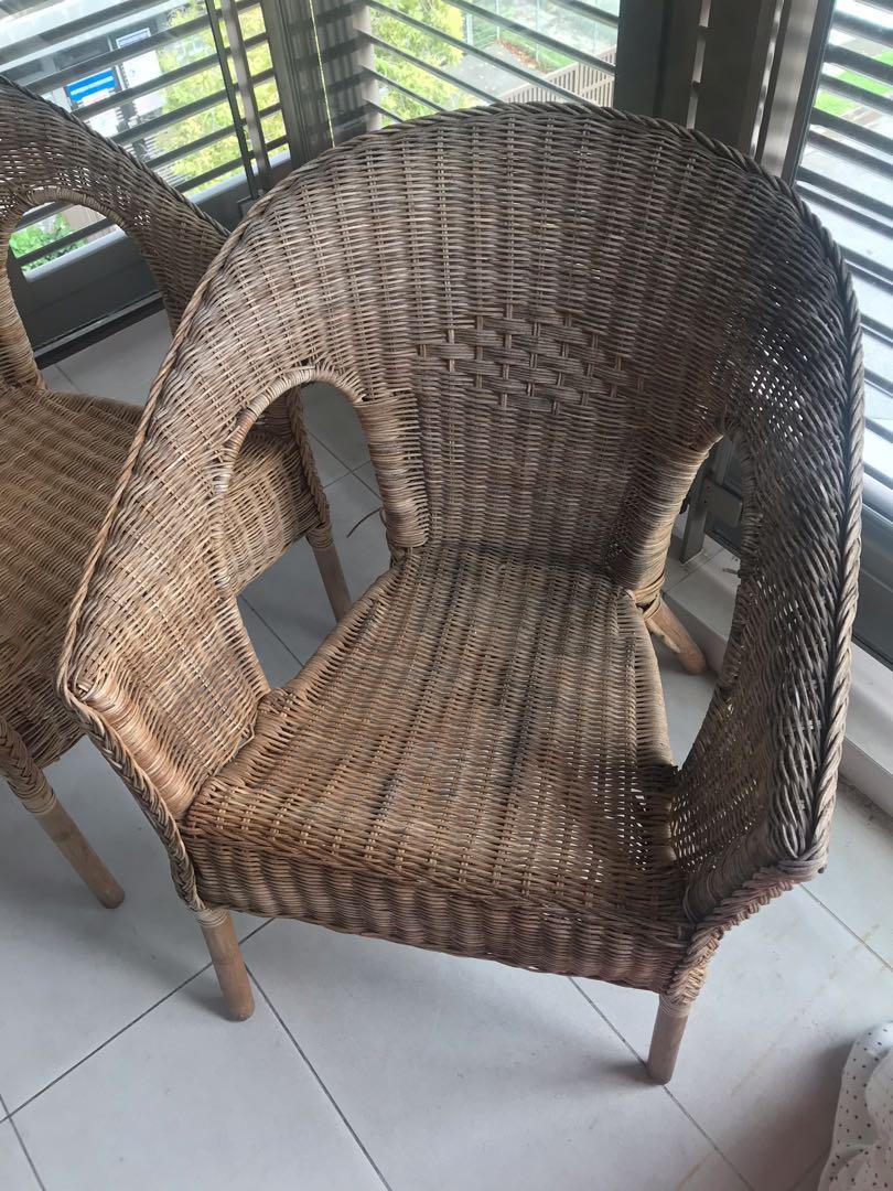 2 IKEA rattan chairs, Furniture & Home Living, Furniture, Chairs on