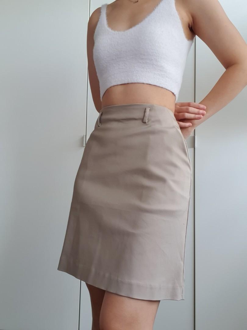 Khaki Knee Length Skirt Women s Fashion Bottoms Skirts on Carousell