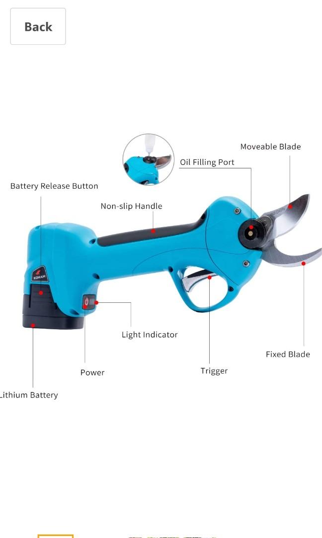Koham electric pruning shears 2ah lithium battery outlet