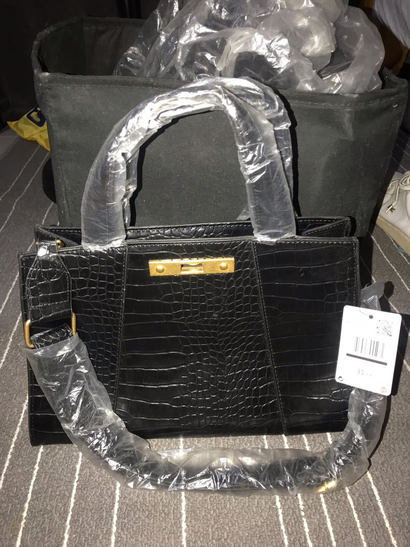 Croc effect shop tote bag mango