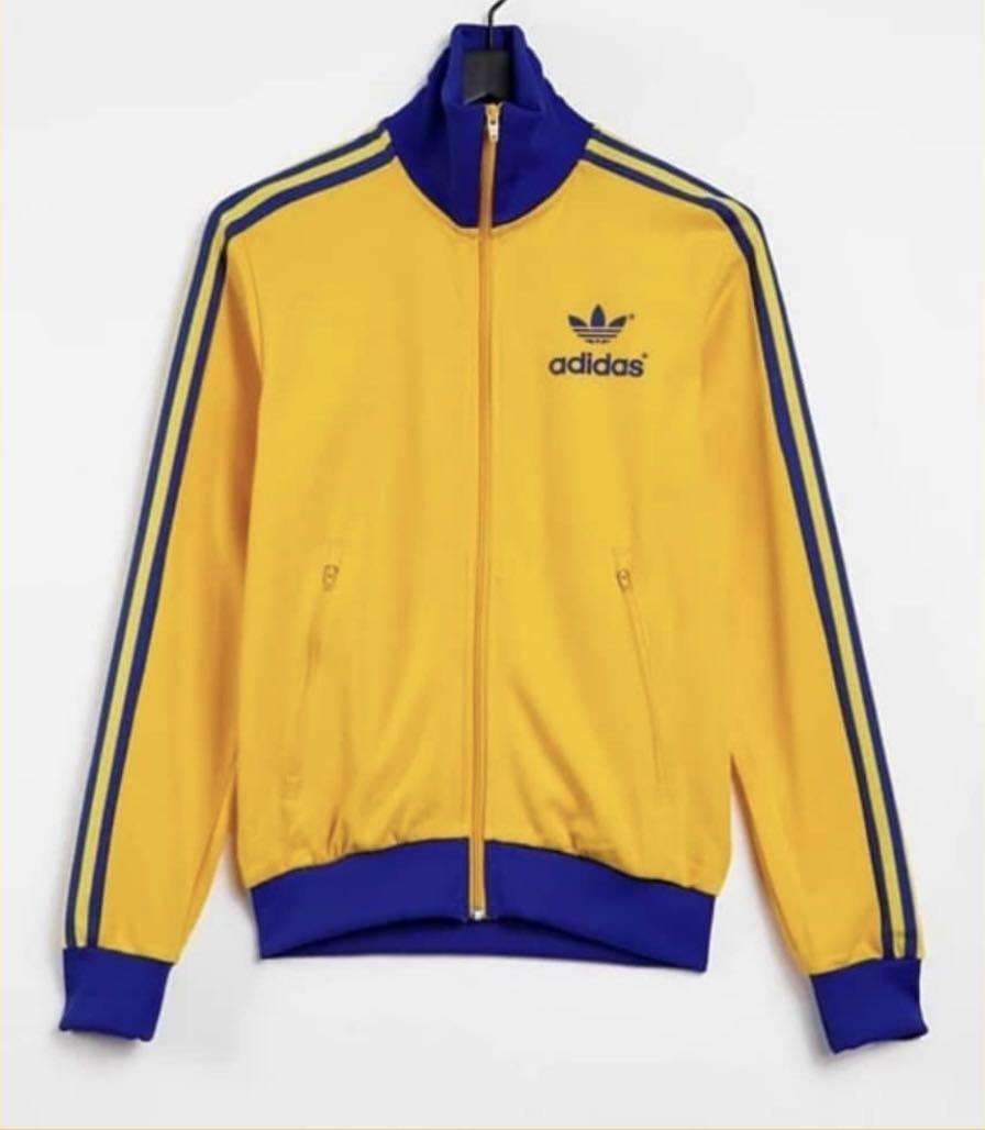 Yellow and blue top adidas track top