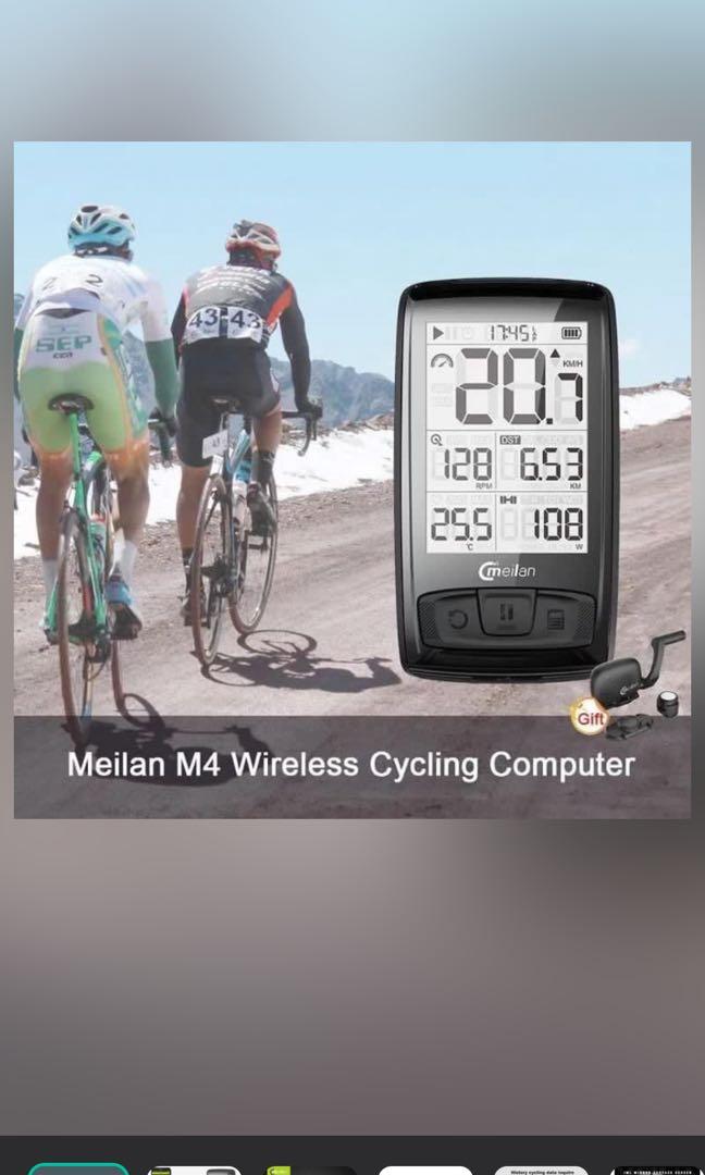 New Meilan M4 Wireless Exercise Bike Computer Speedometer with Bluetooth Speed Cadence Sensor Sports Equipment Bicycles Parts Parts Accessories on Carousell