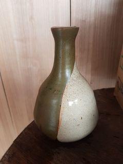 Olive Green & Beige Earthenware Vase