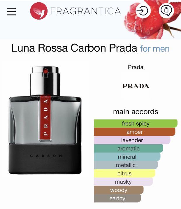 Prada Luna Rossa Carbon, Beauty & Personal Care, Fragrance & Deodorants on  Carousell