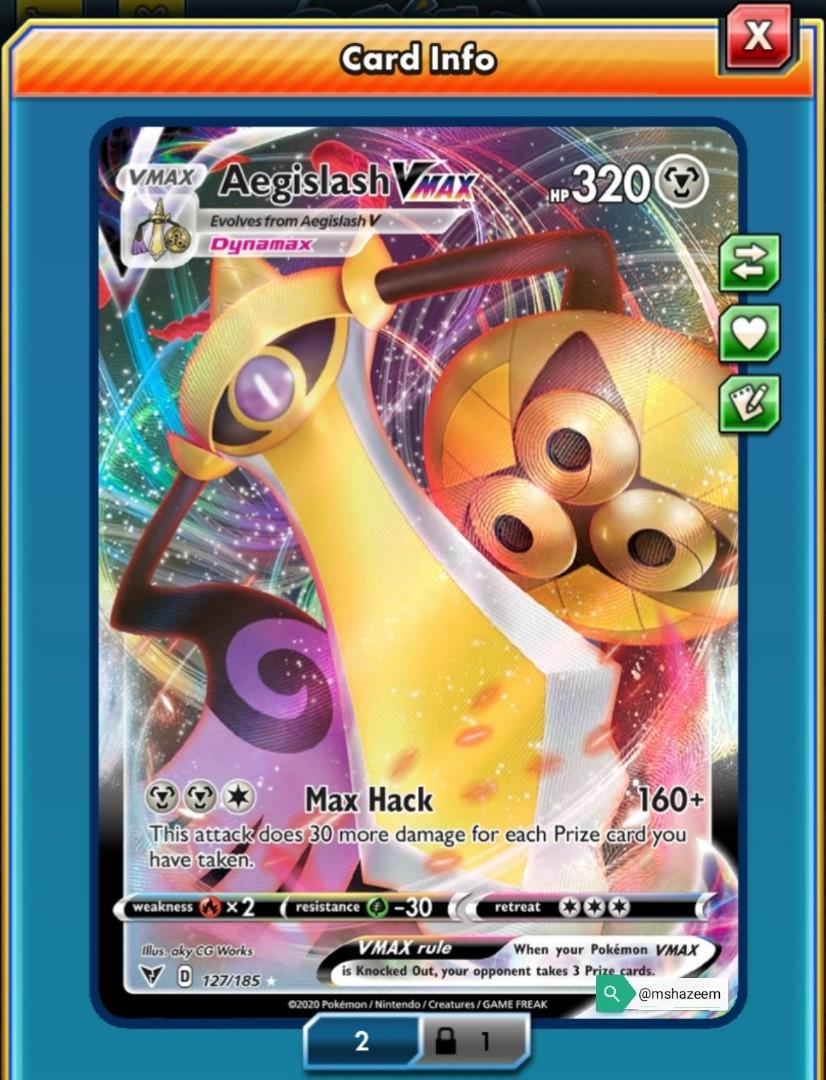 Ptcgo Aegislash Vmax 127 185 Online Card Video Gaming Others On Carousell