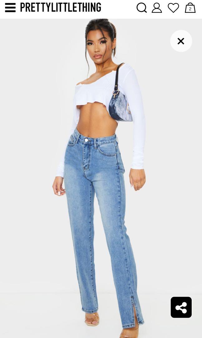 Pretty little thing straight leg jeans clearance
