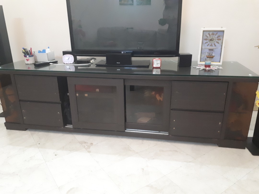 Oak and glass tv cabinet