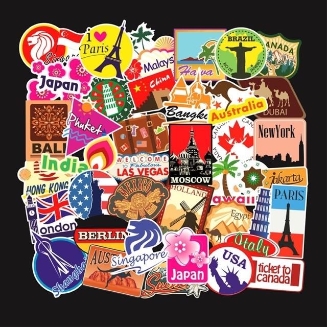 100pcs TRAVEL CITIES LOGO Vinyl Decal graffiti STICKERS bomb for laptop ...