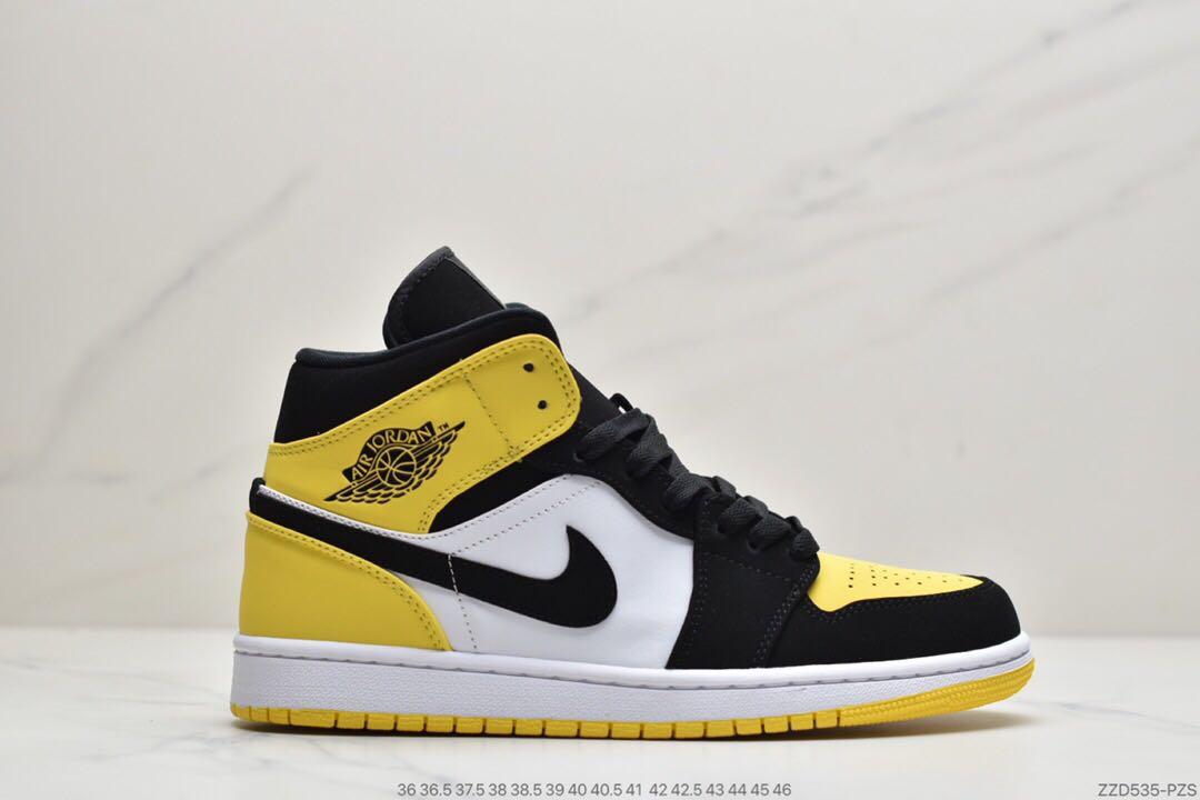 Air Jordan 1 Mid Yellow Toe Black Men s Fashion Footwear Sneakers on Carousell