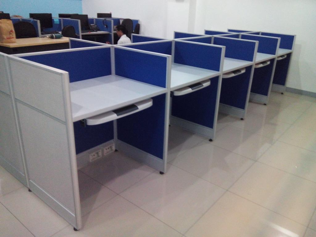 Blue Type Workstation Cubicle Office Partitions, Furniture & Home ...