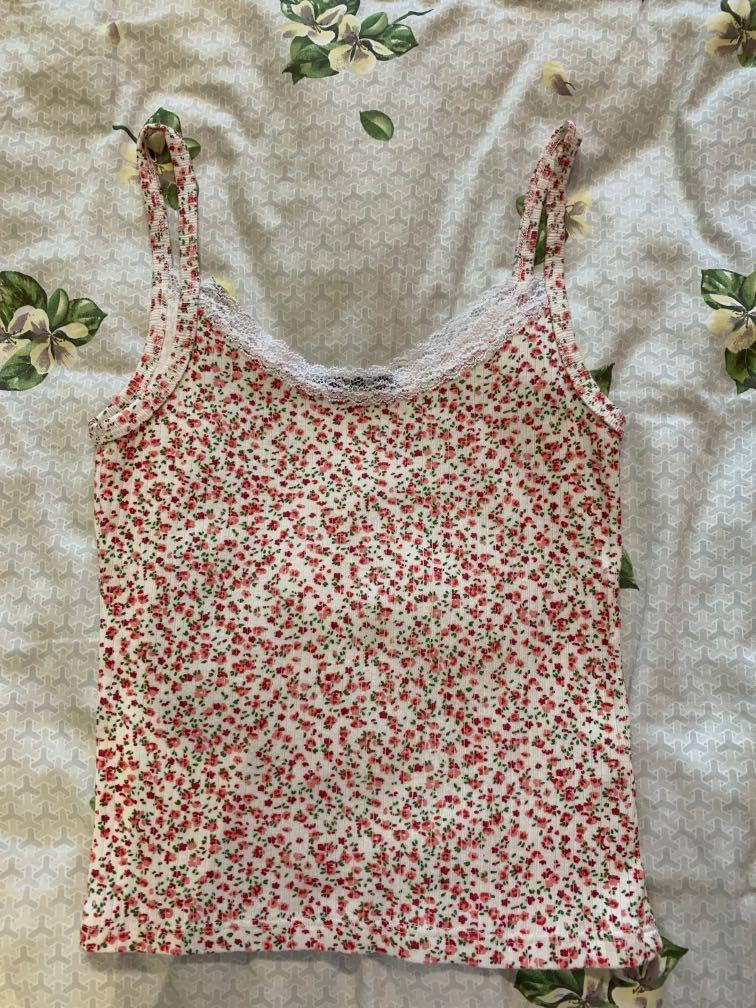 red floral tank