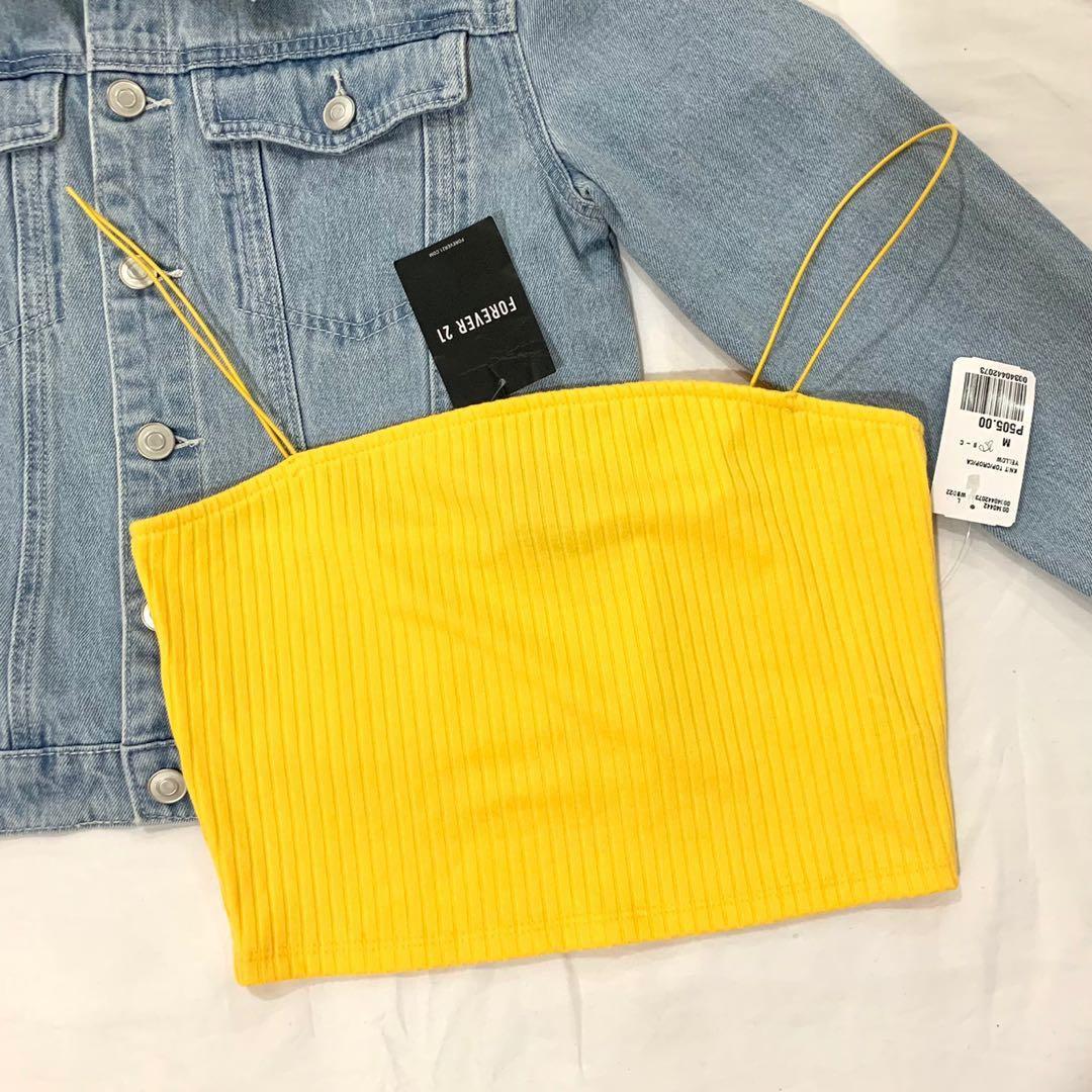 forever 21 f21 yellow string top Women s Fashion Tops