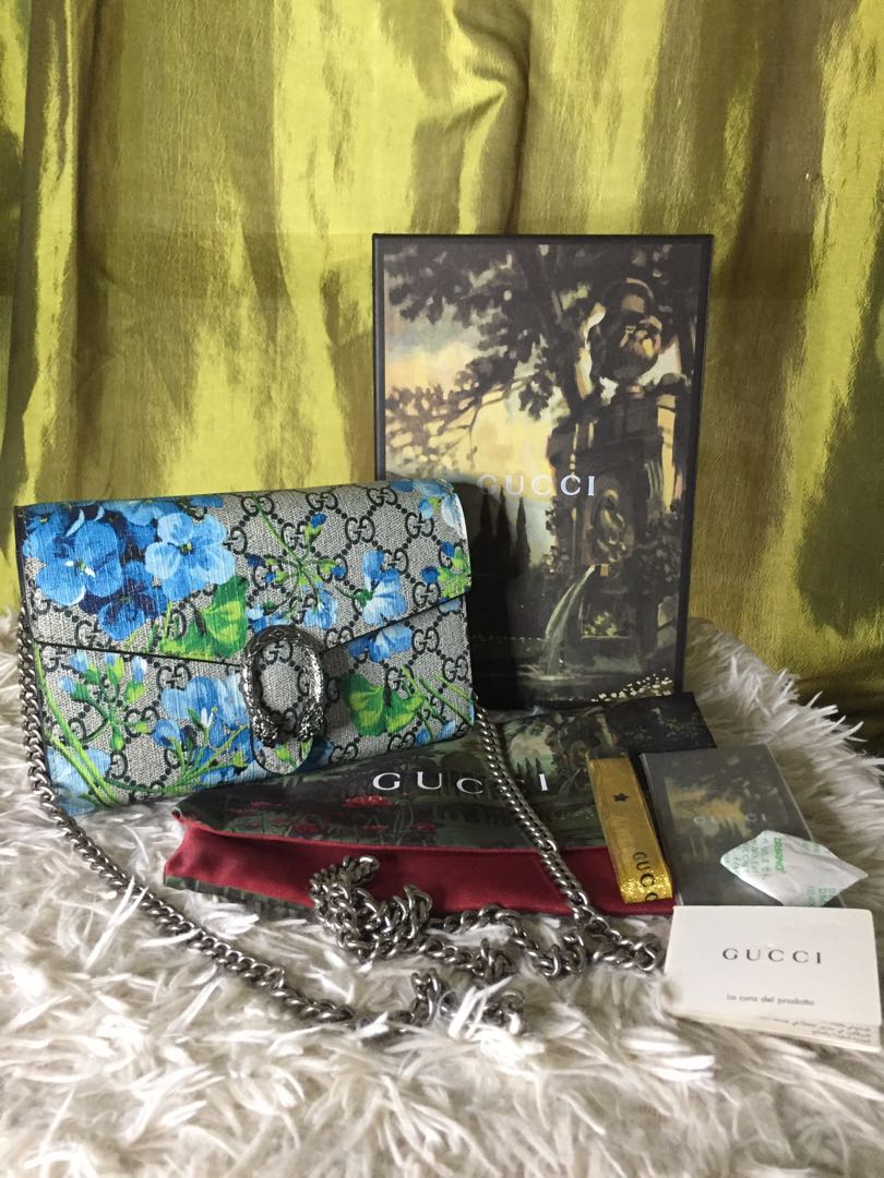 gucci floral wallet on chain