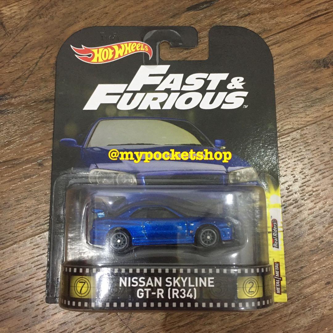 Nissan Skyline GT-R R34 Fast & Furious Brian Retro 1:64 Hot Wheels DWJ88 DMC55 