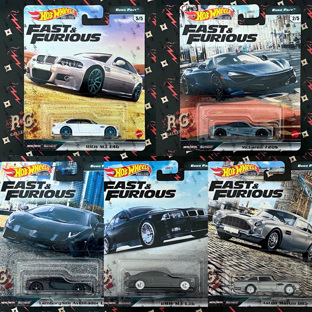 In Stock Euro Fast Fast Furious Hot Wheels Premium Bmw M3 6 E46 Mclaren 7s Lamborghini Aventador Aston Martin Db5 Diecast Hotwheels Matchbox