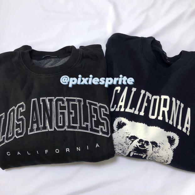 INSTOCK brandy melville erica crewneck embroidery sweater sweatshirt pullover los angeles LA hawaii california bear presley yosemite bear periwinkle