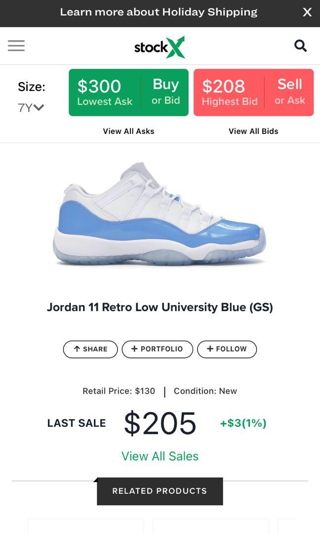 Jordan 11 Retro University Blue Men S Fashion Footwear Sneakers On Carousell