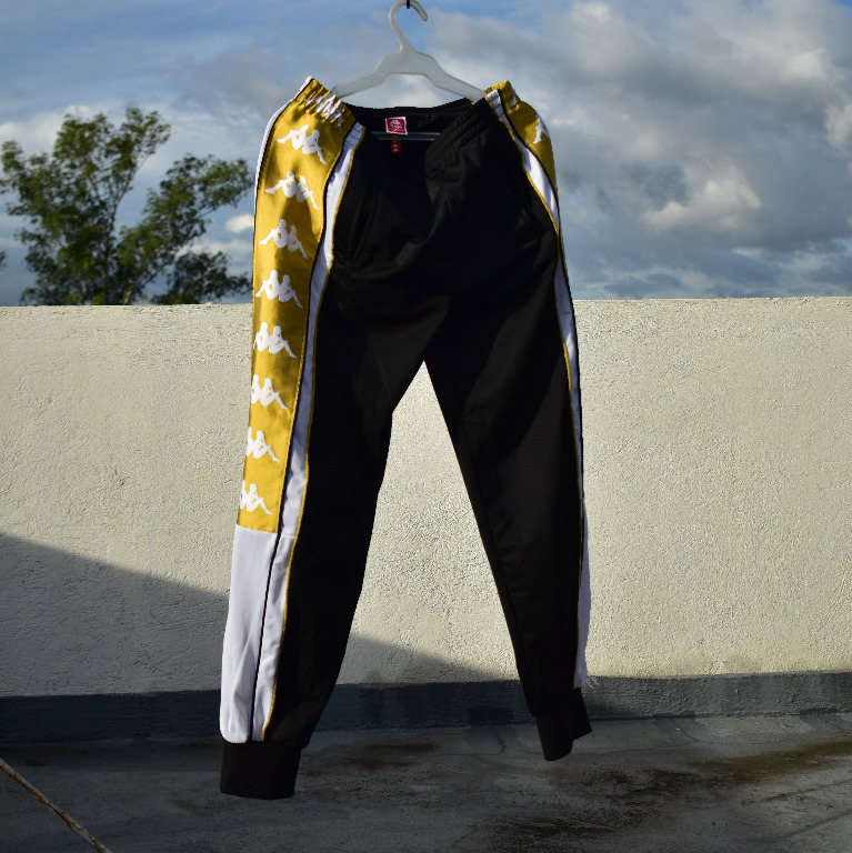 yellow kappa track pants