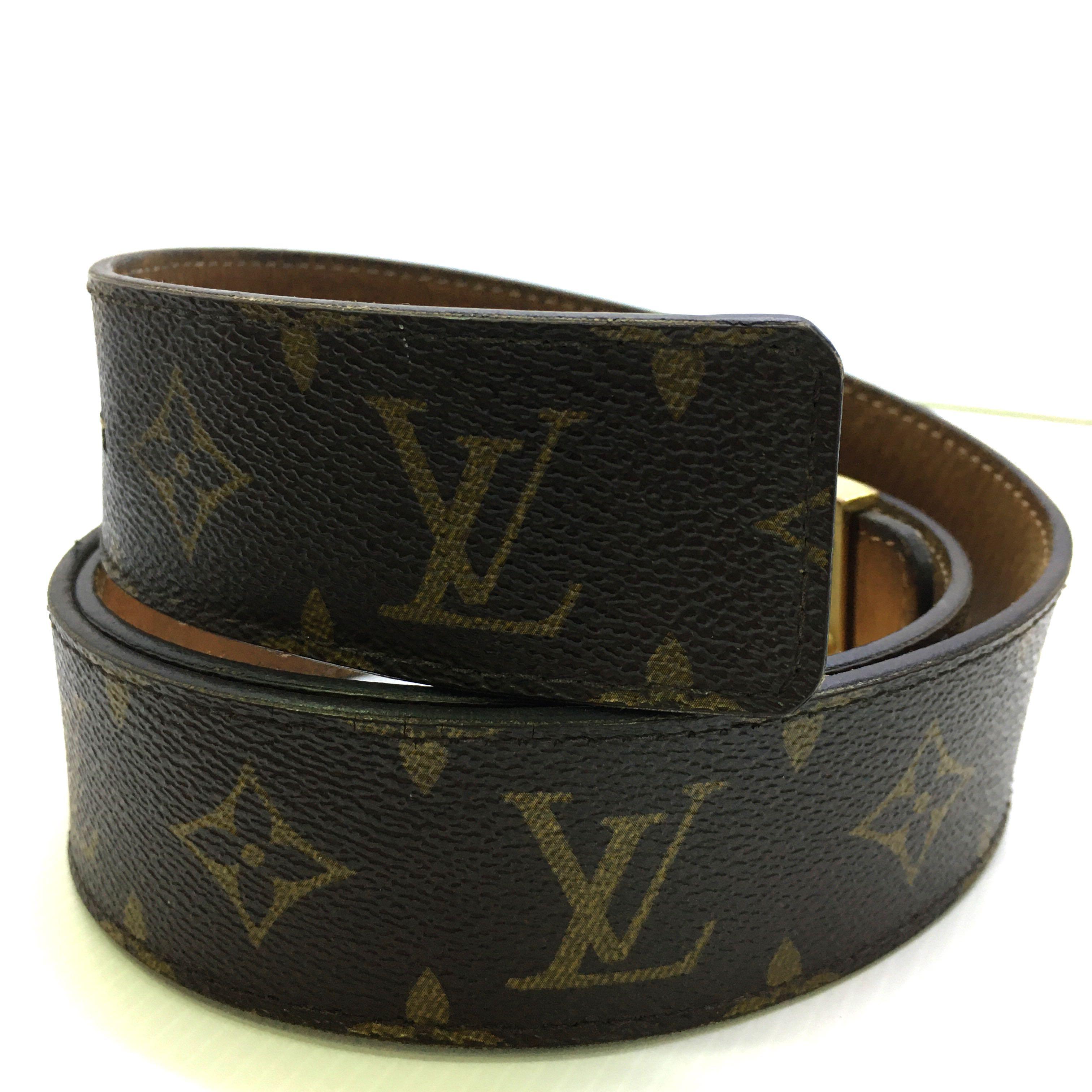 LOUIS VUITTON M9608 Monogram Sun Tulle LV Logo Belt Men Size 95 38 Japan  [Used]