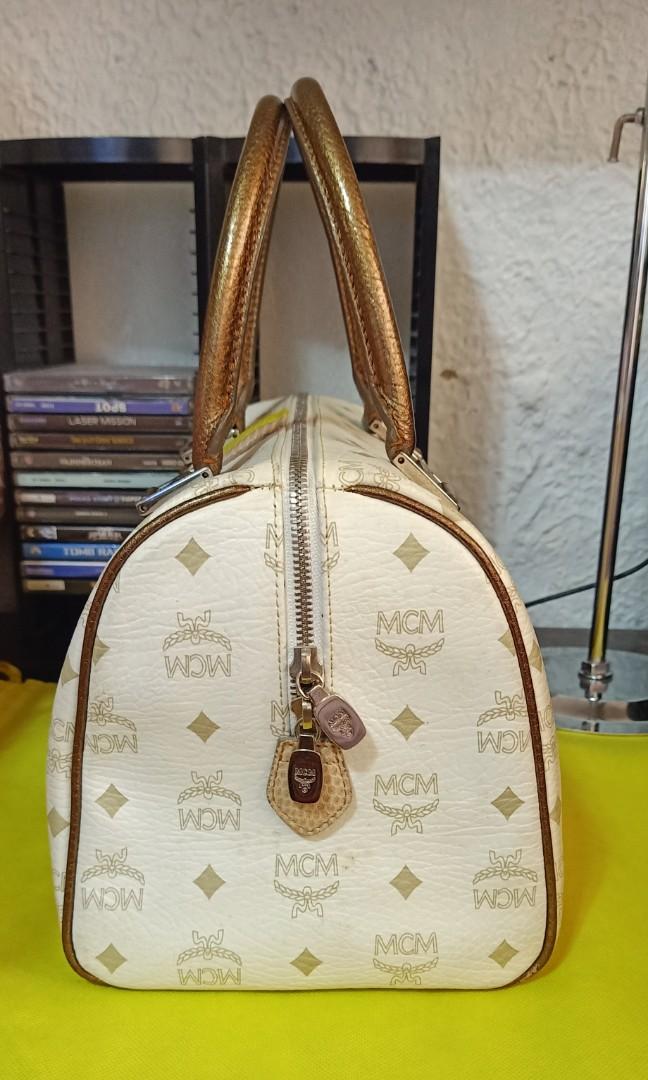 MCM (Used) White Lion Princess Boston Bag Speedy - 9brandname