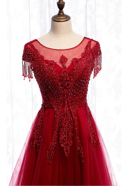 Red diamante shop prom dress