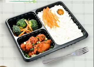 Disposable 4 Compartment Plastic Take Away Bento Lunch Box Food