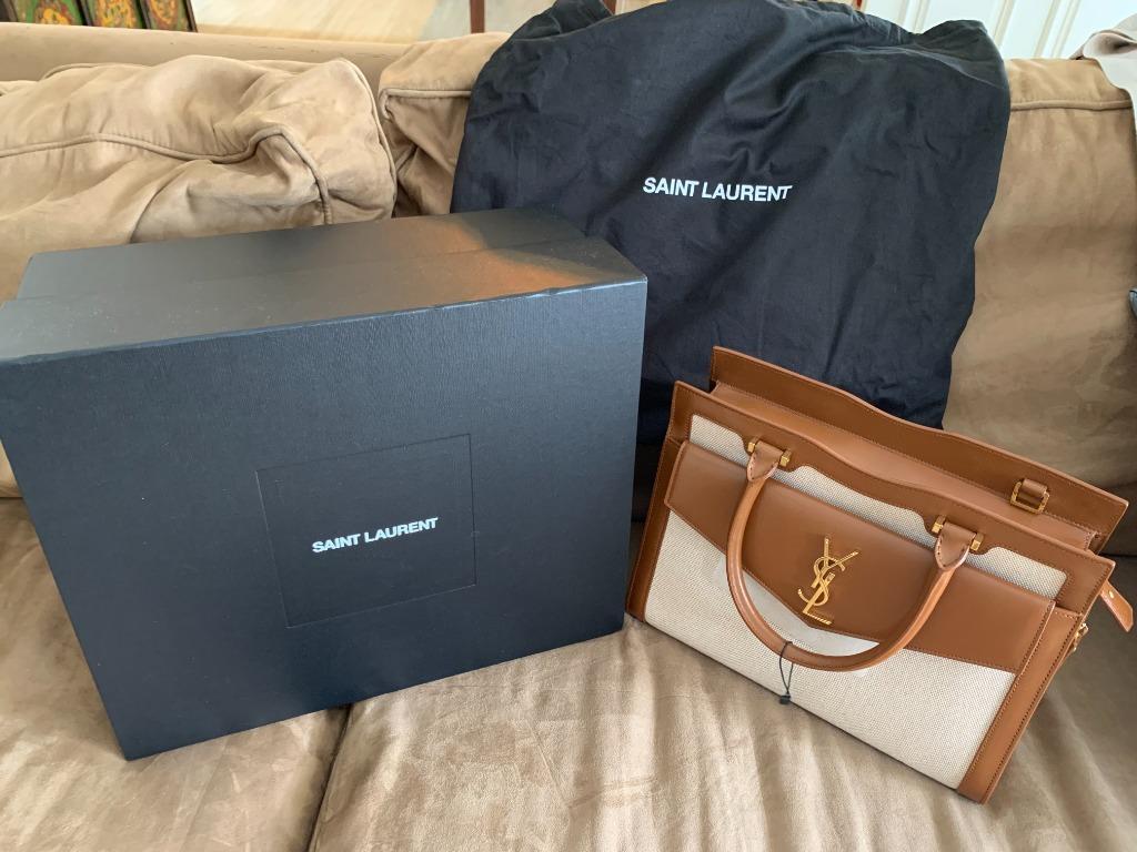 Saint Laurent Uptown Medium Box Leather Top-Handle Bag