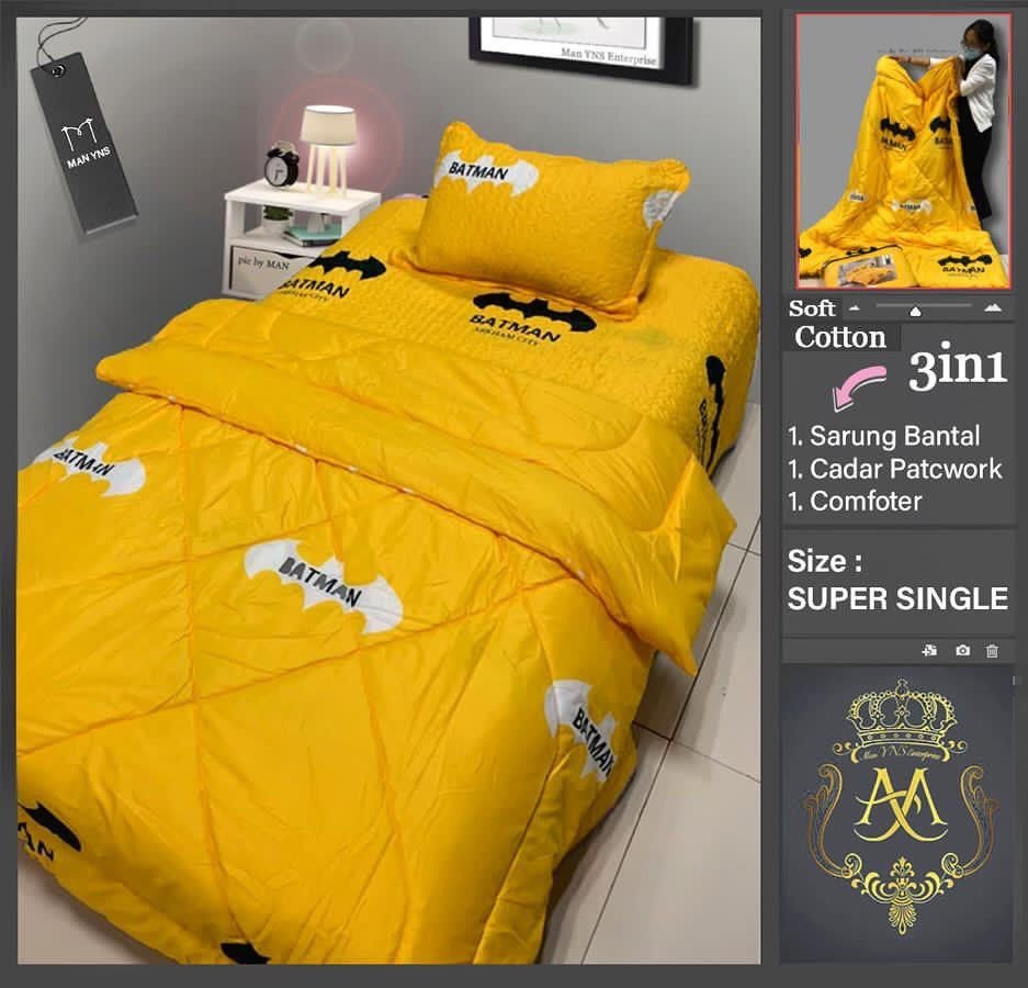 Set Cadar Patchwork Super Single 3in1 Home Furniture Others On Carousell