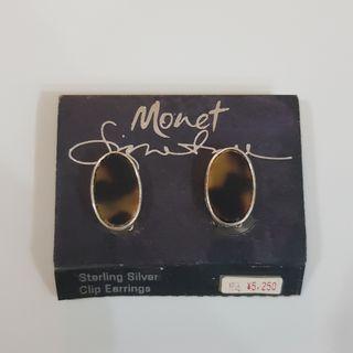 Vintage sterling silver Monet Clip on earrings NEW OLD STOCK