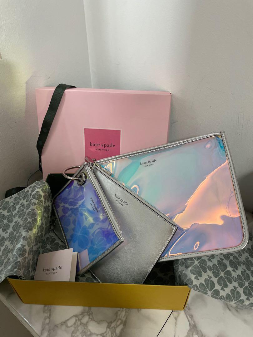 want to clear BN Kate spade holographic trio pouch