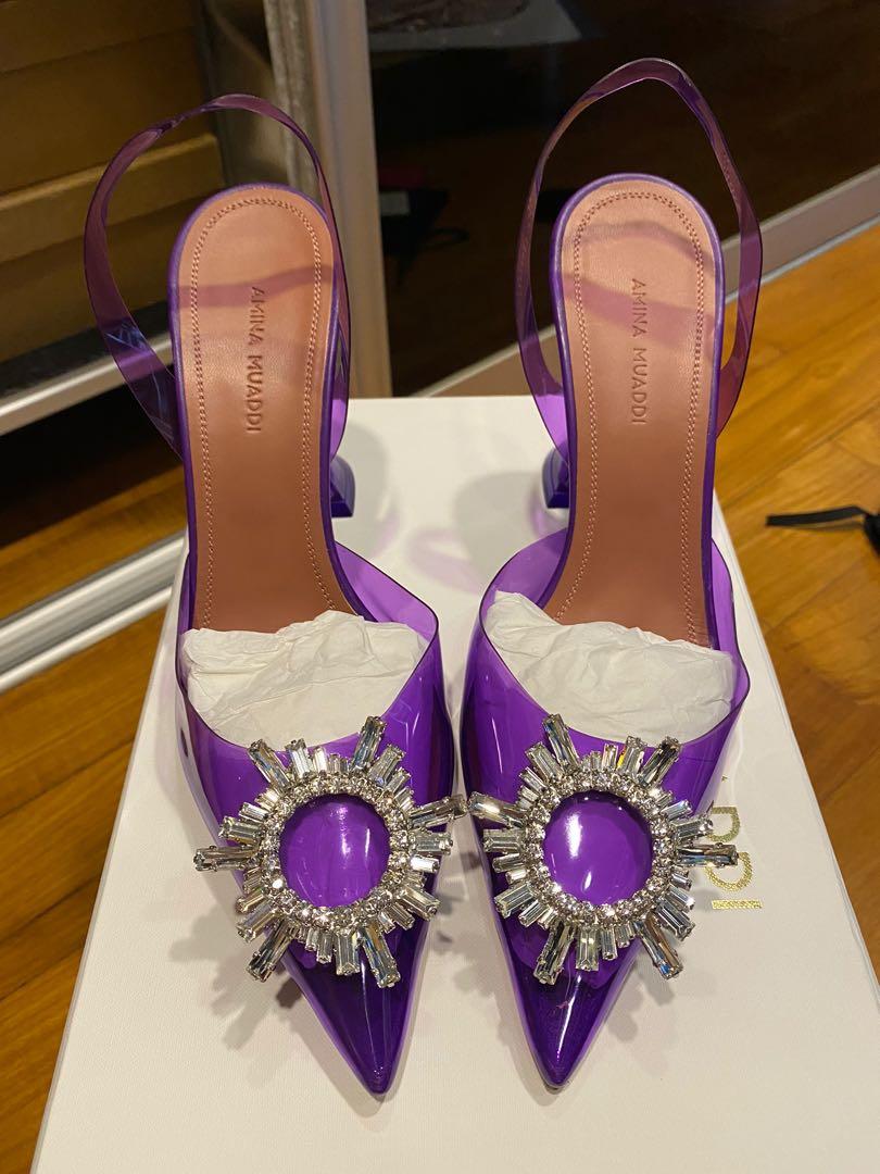 Amina muaddi purple shoes clearance