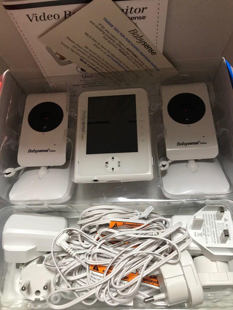 babysense video baby monitor 3.5 inch screen with 2 cameras