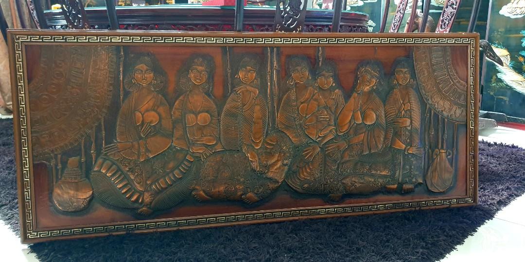 Big size copper tooling art 7 ladies, Furniture & Home Living, Home