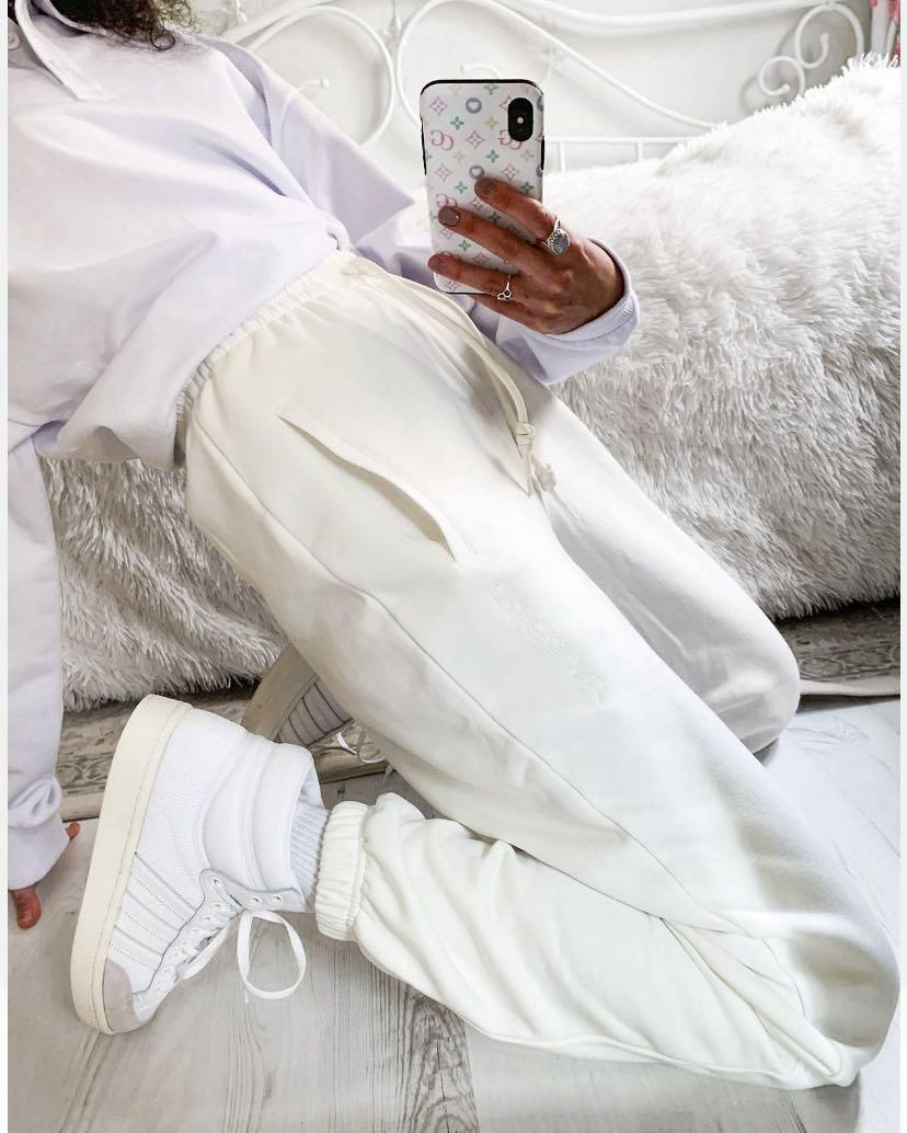 BN Adidas Originals oversized cuffed joggers in off white Women s Fashion Bottoms Other Bottoms on Carousell