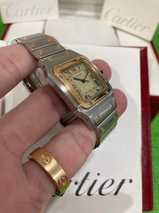 CARTIER Santos Galbee 18k Gold Bezel 29mm Watch Men s Fashion