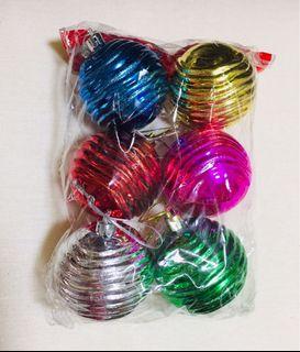 Christmas Pine Balls Christmas Decor Assorted Colors 6 Pieces Per Set
