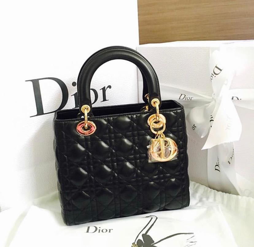Medium Lady Dior Bag Beige Cannage Lambskin  DIOR US