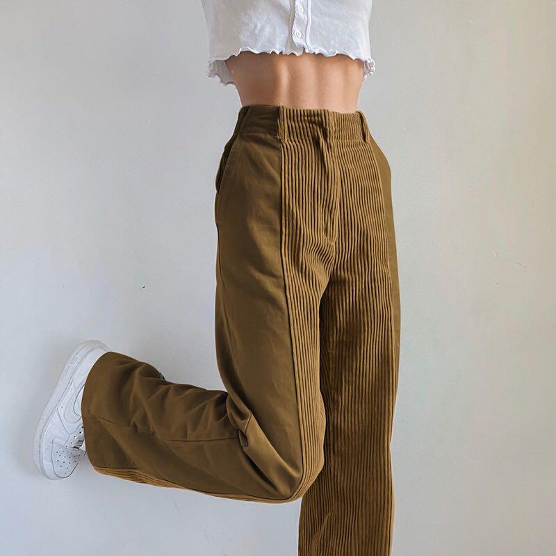 Brown corduroy pants high waisted Outlet