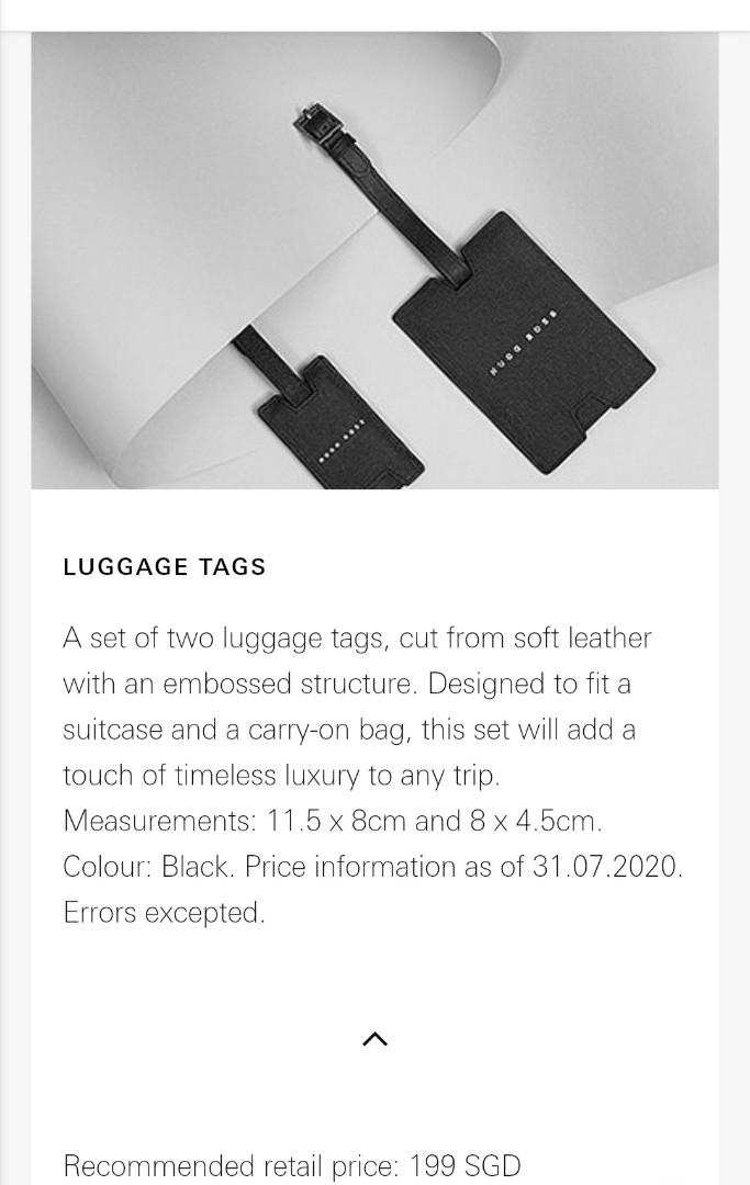 Hugo Boss Luggage Tags, Hobbies & Toys, Essentials & Accessories on Carousell