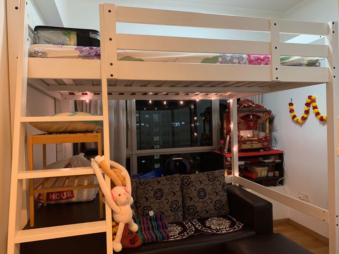 Ikea Stora Loft Bed With Mattress (Queen Size), Furniture & Home Living,  Furniture, Bed Frames & Mattresses On Carousell