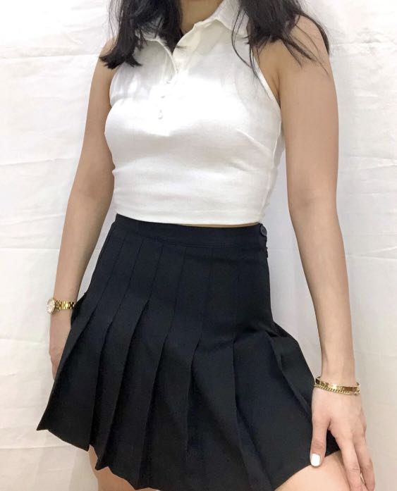 Korean Black Tennis Skirt Women s Fashion Bottoms Skirts on